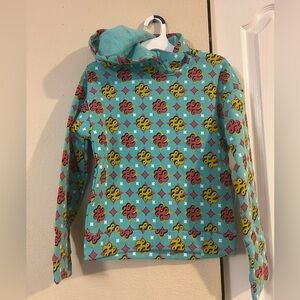 Nickelodeon Turquoise Hooded Sweatshirt with Pink & Yellow Pattern